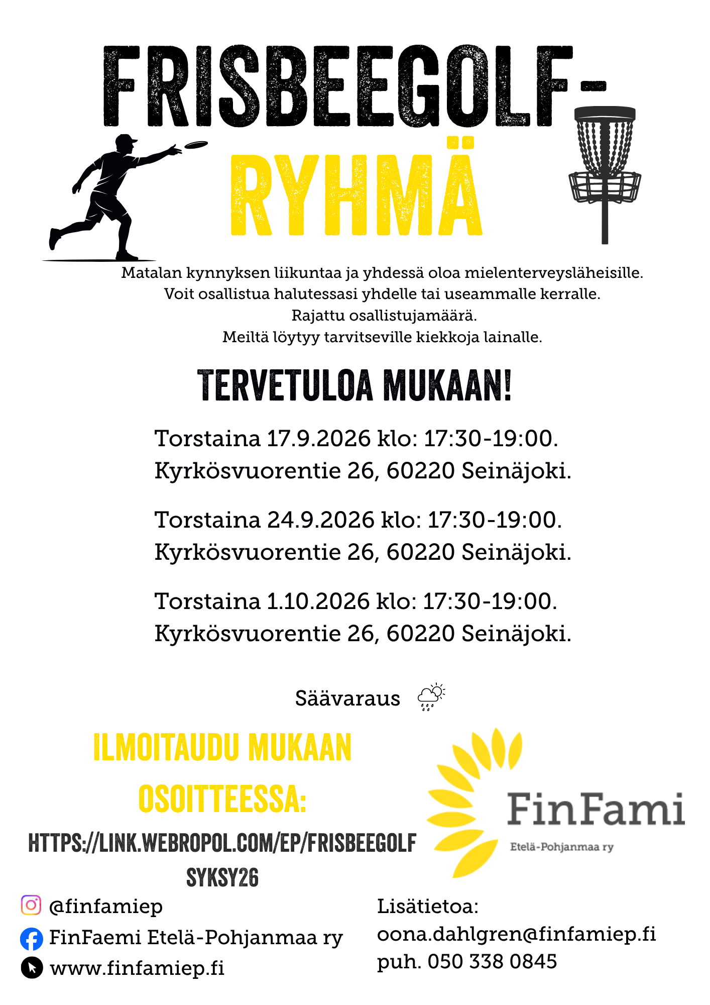 frisbeegolf mainos 20.8.